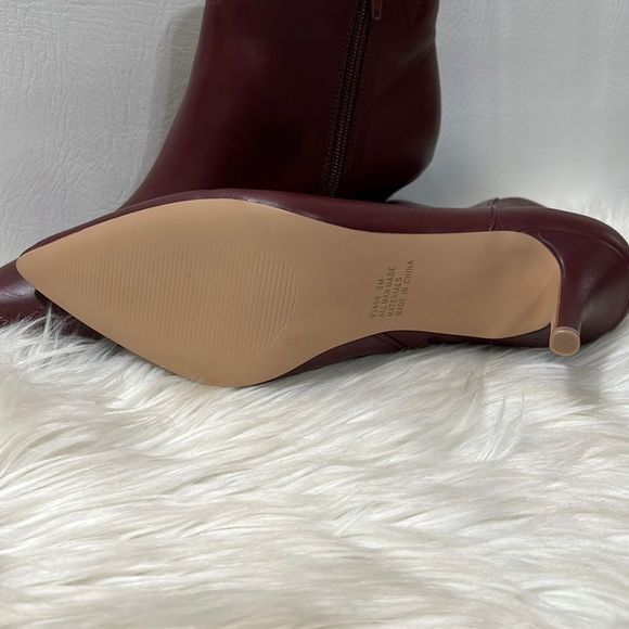 Beautiful Boston Design Studio Maroon Pointed Toe 3” Stiletto Heel Booties NWOT - Picture 4 of 7
